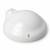 Tapa blanca de ducha sobre fondo blanco