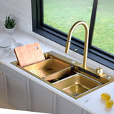Lavaplatos Oro Golden con Grifería y Accesorios - Acero SUS304 - 75x46 cm