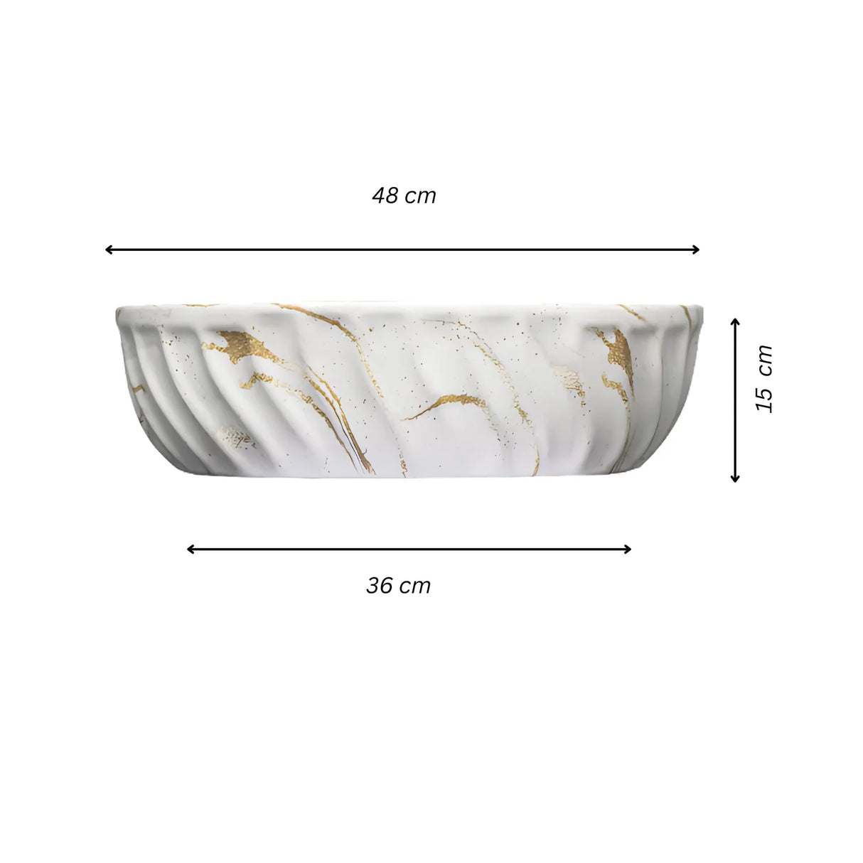 Lavamanos Ceramica Sobreponer Texturizado Blanco Dorado
