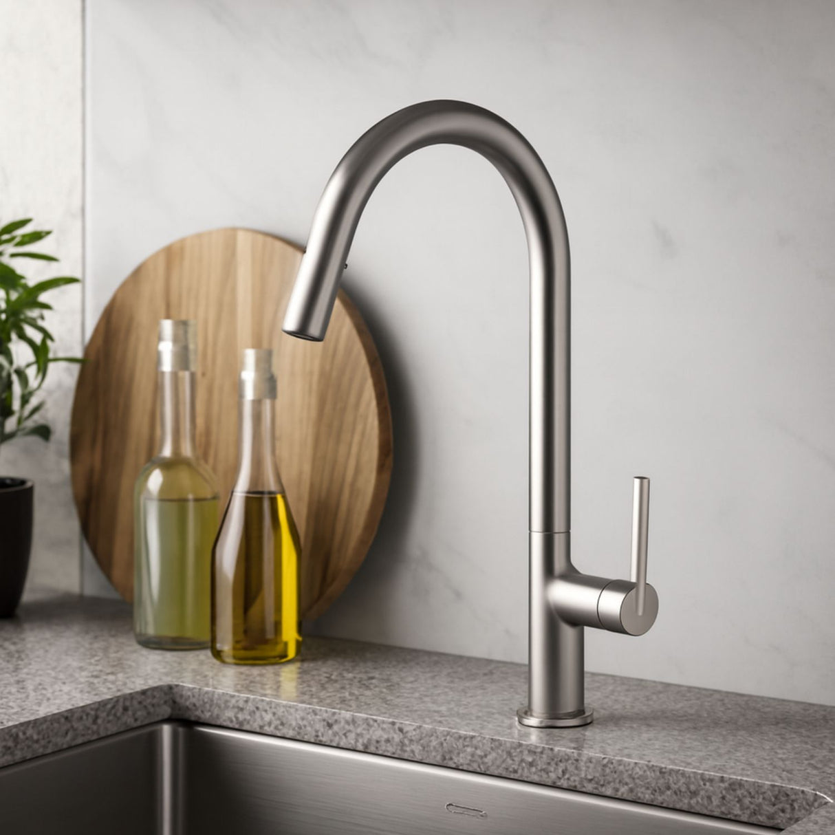 Llave Lavaplatos Monocontrol Sottile Gris Concreto Extraible