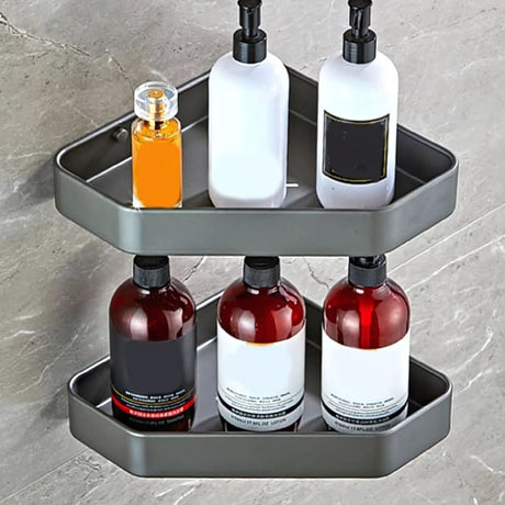 Repisa Baño Esquinera Moderna Silver Aluminio Gris - Inoxidable