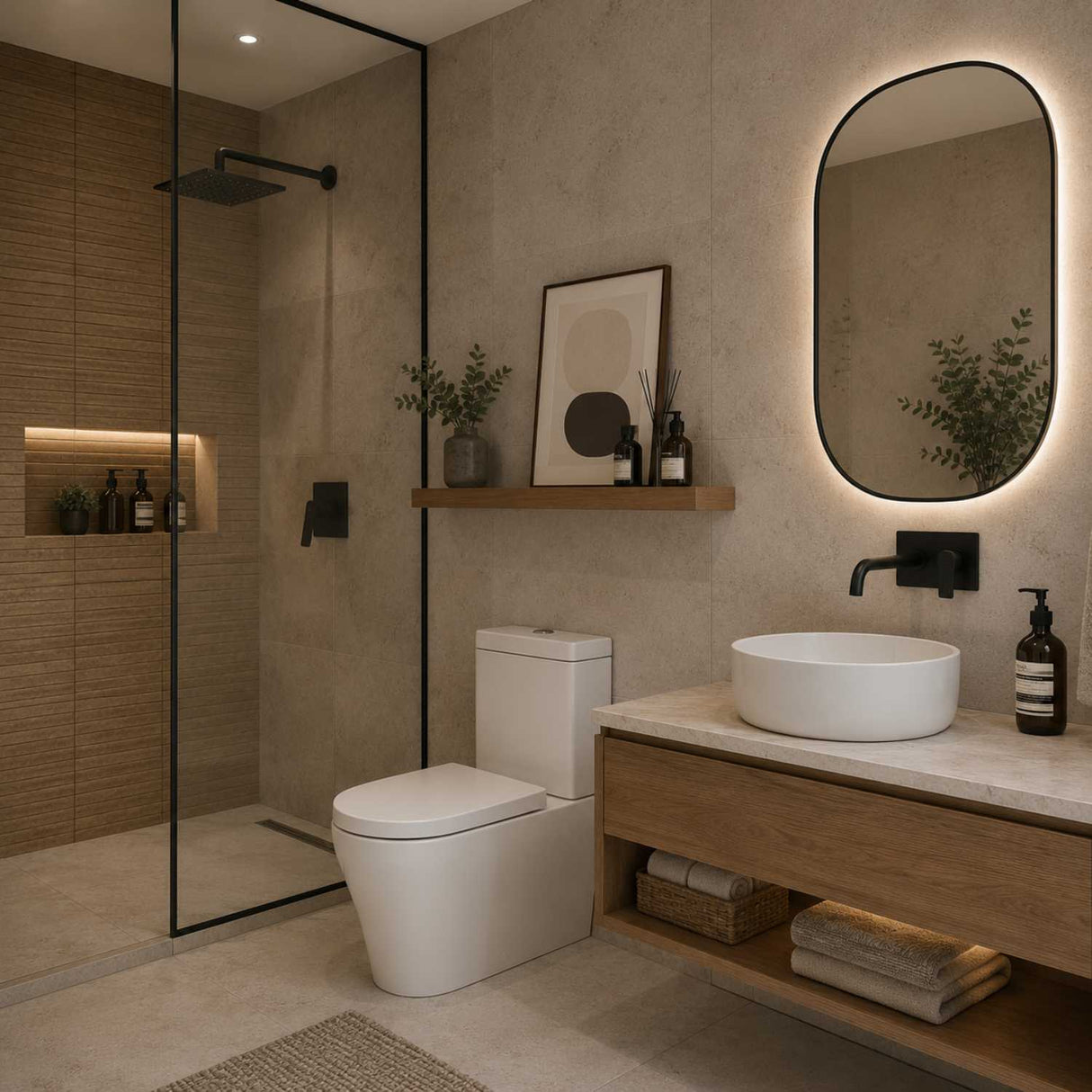 Manija para Ducha Empotrada Negra Mate 9.5 x 7 cm Diseño Cuadrado Moderno