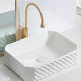 Lavamanos Ceramico Blanco Texturizado Moderno Rectangular
