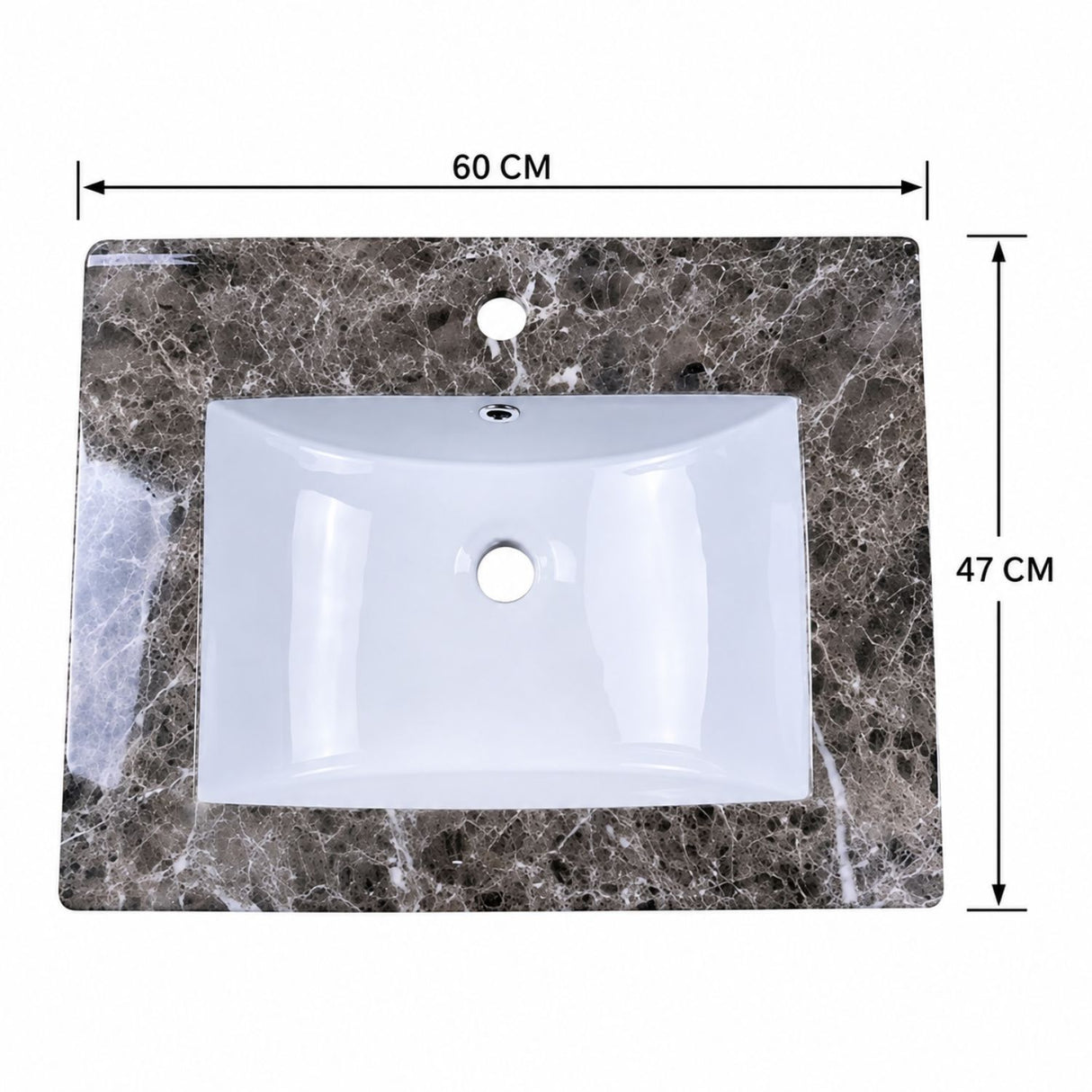 Lavamanos Integrado en Porcelana Marrón Emperador 60 x 47 cm