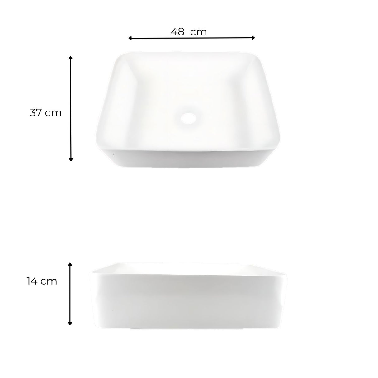 Lavamanos-Sobreponer Rectangular Porcelana 48 x 37 cm Blanco Tipo Vessel