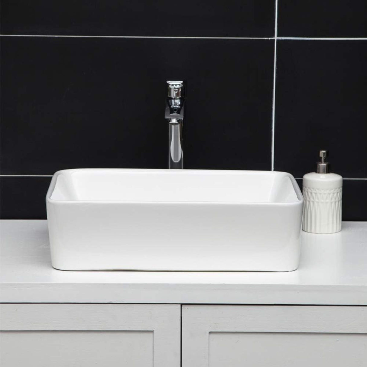 Lavamanos-Sobreponer Rectangular Porcelana 48 x 37 cm Blanco Tipo Vessel