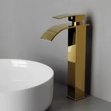 Grifería Lavamanos Alta Milan Oro Cascada 30 cm de alto