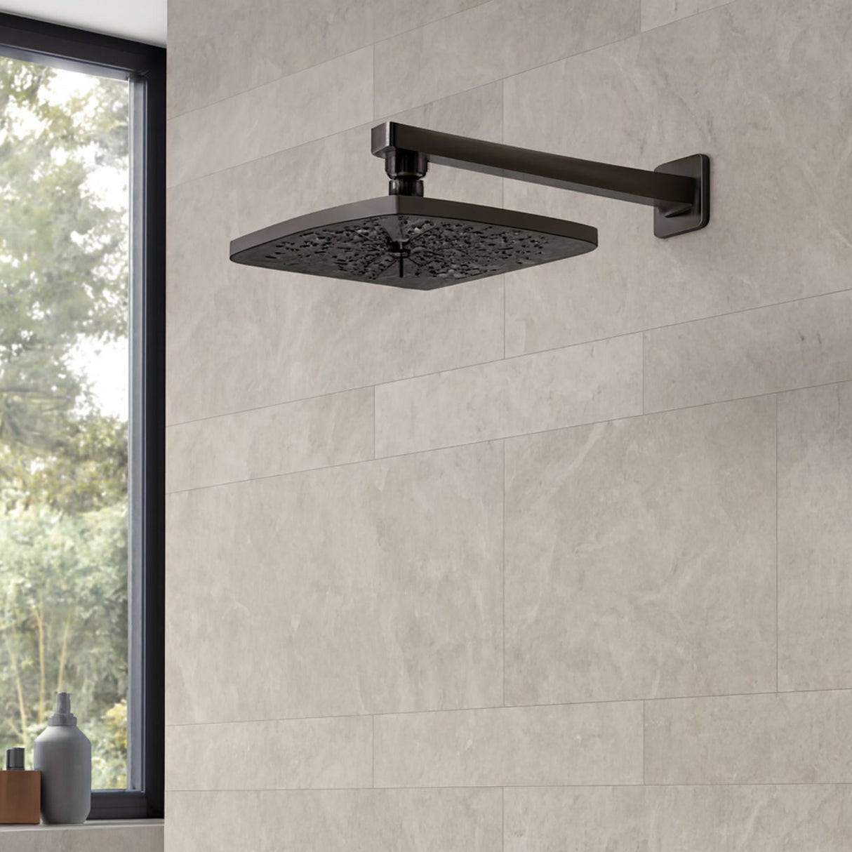 Regadera Rectangular 10 Gris Concreto Acero Inoxidable Ducha