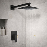 Conjunto Ducha Orca Negro Mate Cuadrada 25 cm - Tipo Lluvia con Brazo para Baño