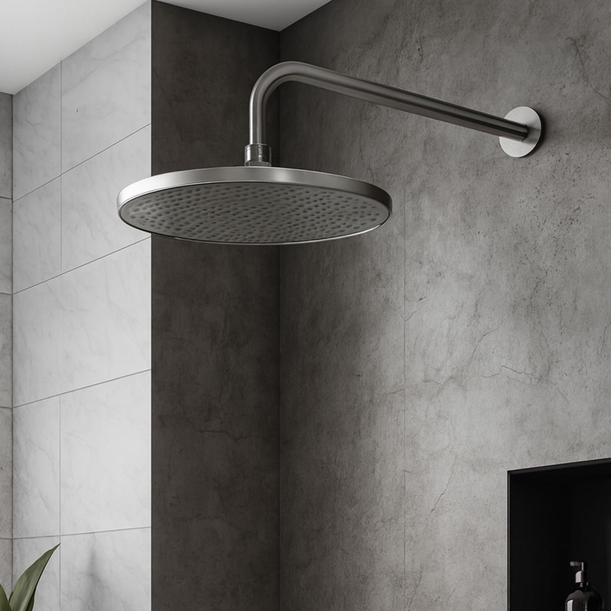 Regadera Redonda Spacco 10 Pulgadas Niquel Texturizado