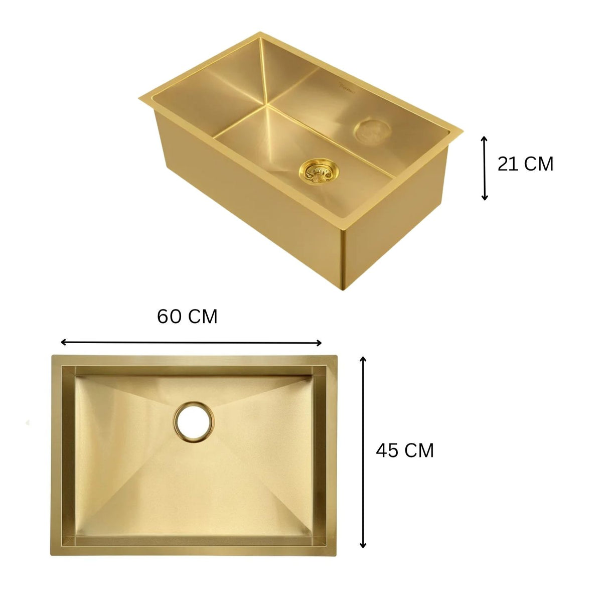 Lavaplatos Empotrado Acero Inoxidable Dorado Mate Una Cubeta 60x45