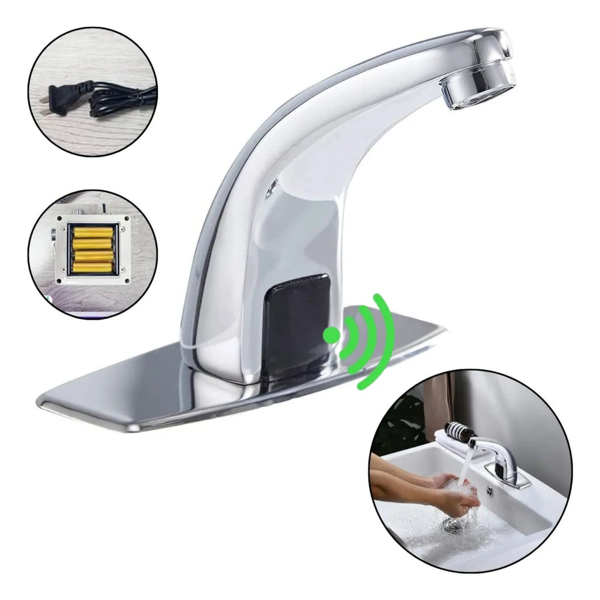 Grifería con Sensor Automático para Lavamanos Híbrida 110V | Sin Contacto, Ahorra Agua