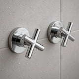Set Griferia Ducha Alta Calidad Cuerpo Bronce Cruceta Cromo