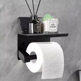 Porta Rollo con Soporte para Celular - Negro Mate en Acero Inoxidable SUS 304