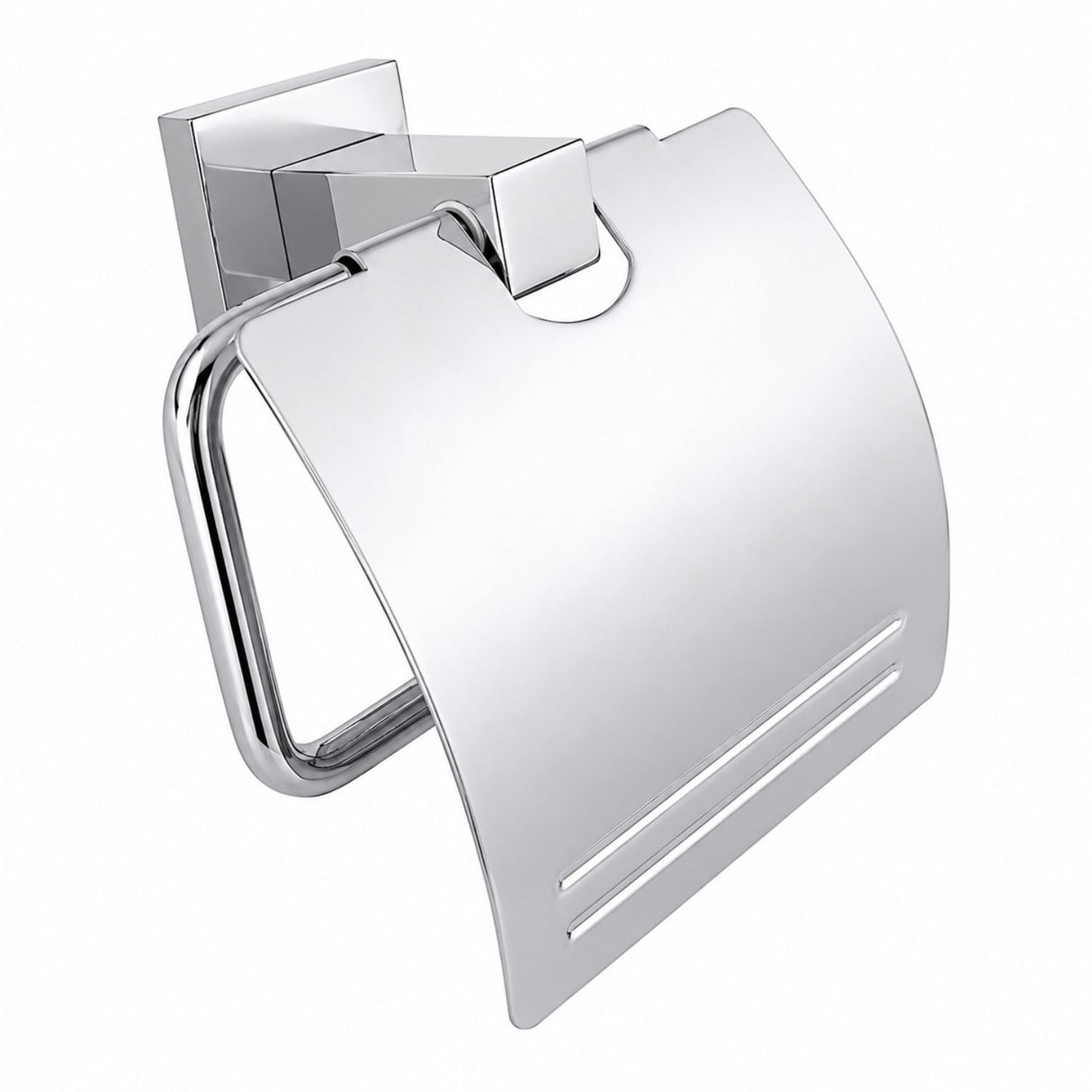 Portarrollos para Baño con Tapa Base Cuadrada Cromado