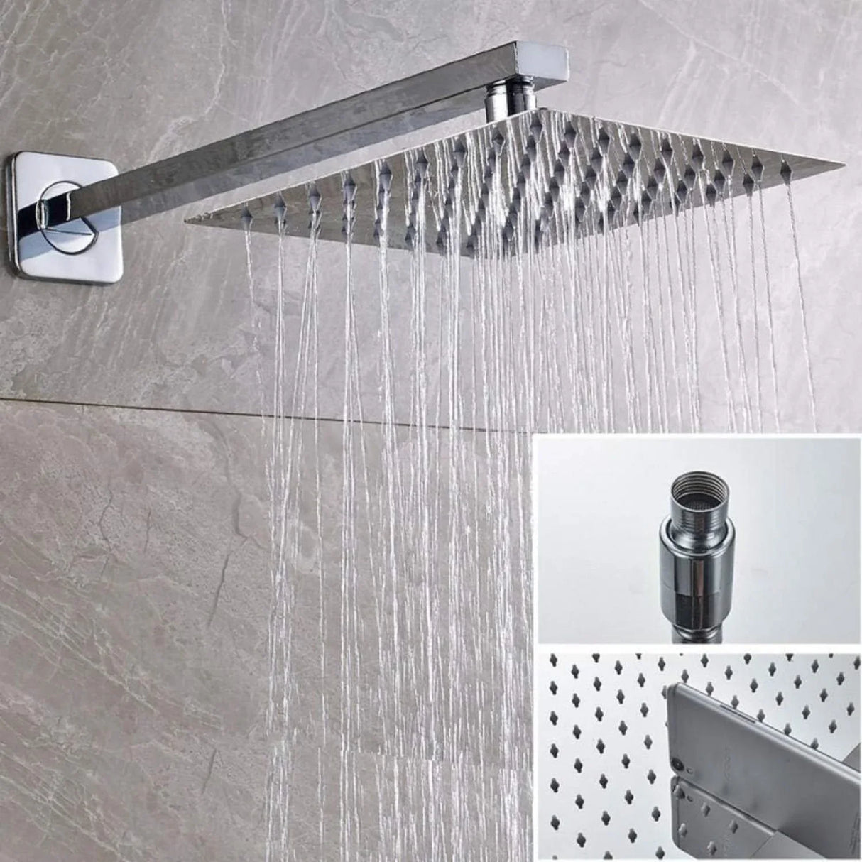 Kit Grifería Ducha Monocontrol con Regadera de 25 cm y Ducha Teléfono con Soporte Cromo.