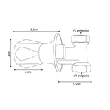 Llave de Paso para Ducha Cromada de 1/2 Pulgada