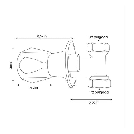 Llave de Paso para Ducha Cromada de 1/2 Pulgada