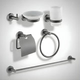 Juego Accesorios Baño Singolo X 6 Gris Concreto Diseño Moderno