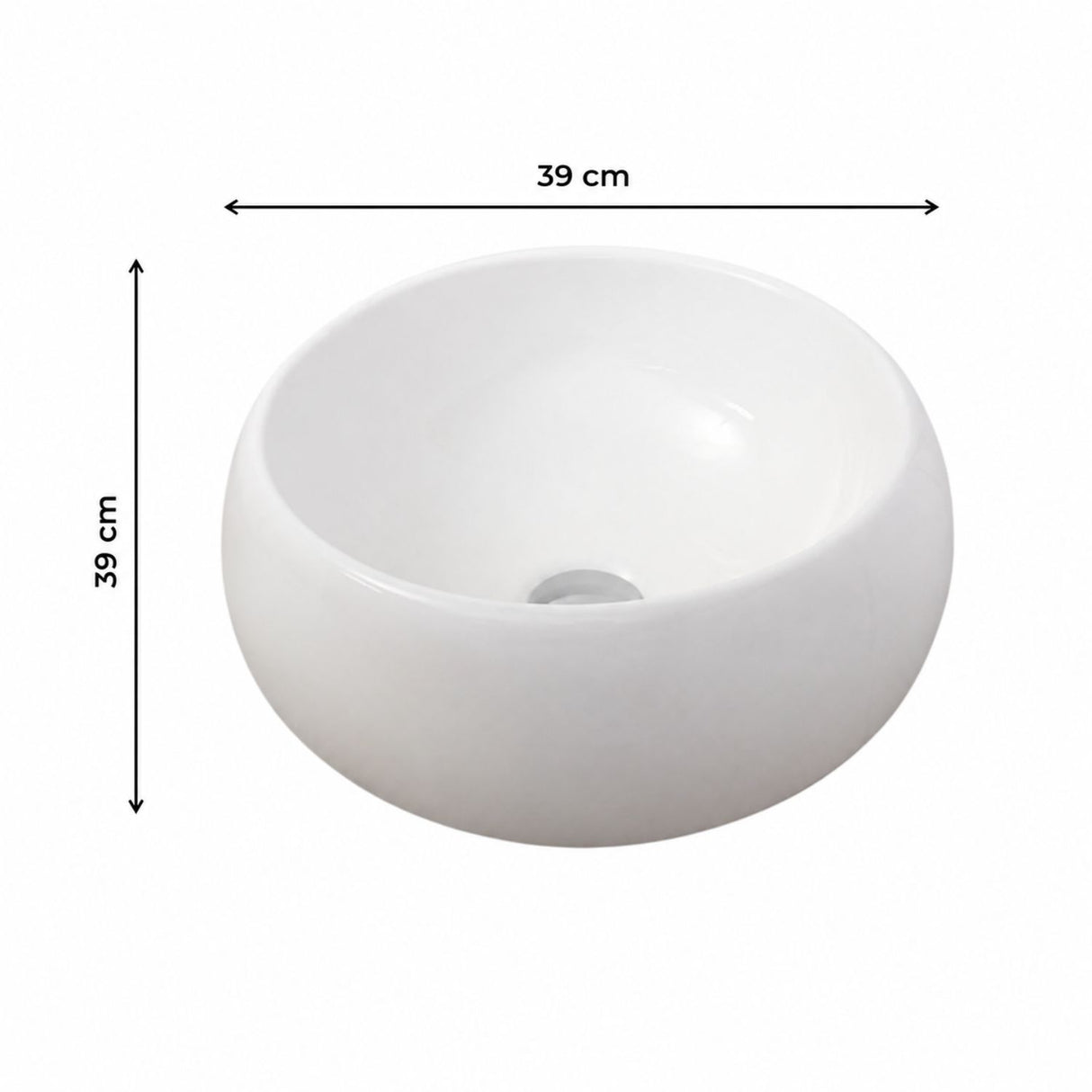 Lavamanos Sobreponer Round Deluxe Porcelana Blanca 39 x 39 cm