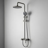 Columna Lusso gris concreto instalada en baño