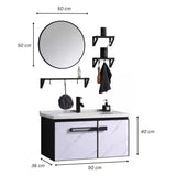 Set Lavamanos + Espejo PVC Negro/Blanco - Mueble 2 Puertas Moderno