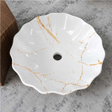 Lavamanos de Sobreponer Porcelana Arcat 46 x 46 x 17 cm Blanco con Vetas Doradas para Baño