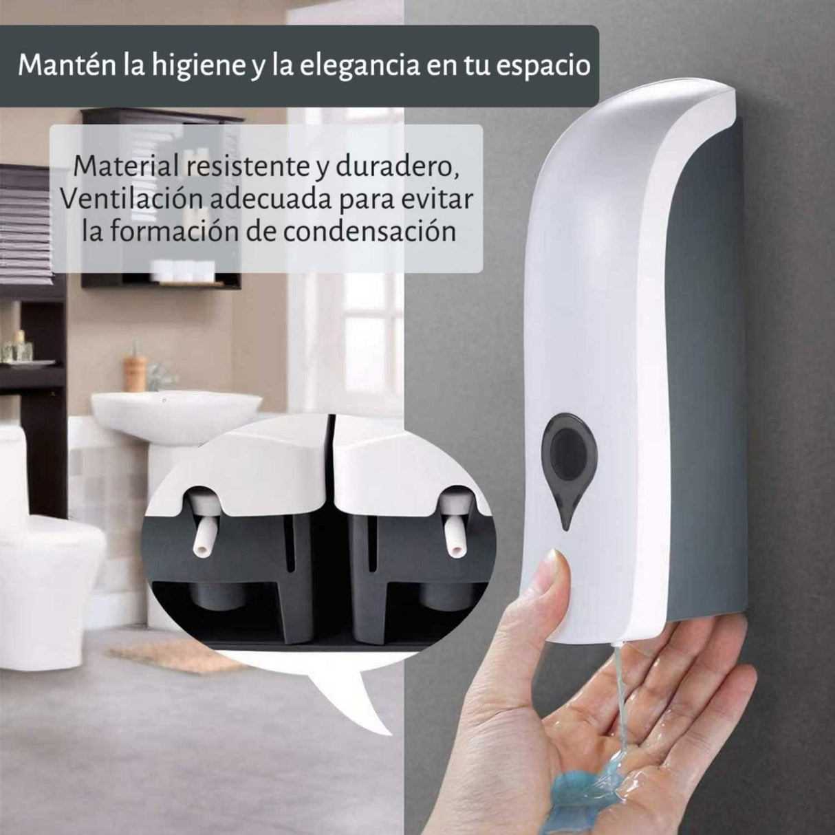 Dispensador de Jabón Líquido o Espuma 1000 ml – Montaje en Pared