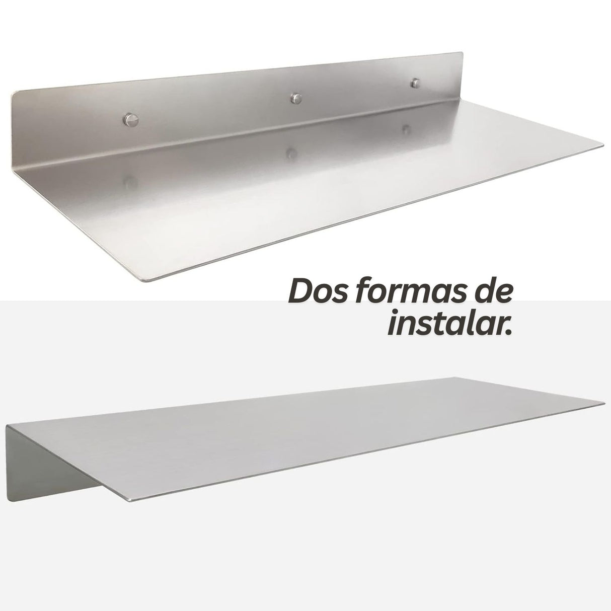 Repisa Moderna Rectangular Silver Gris Aluminio 28 cm - Incluye Accesorios de Instalación