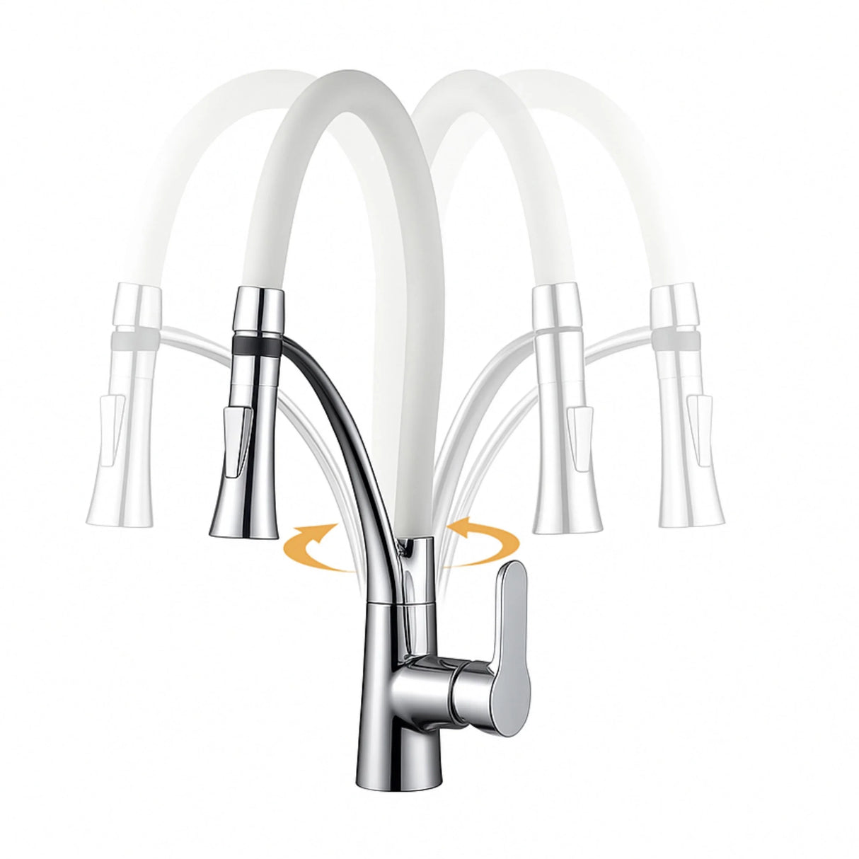 Griferia Monocontrol para Lavaplatos - Cuello Ajustable en Bronce Cromado - Blanco