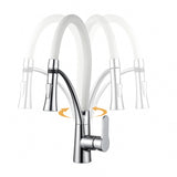 Griferia Monocontrol para Lavaplatos - Cuello Ajustable en Bronce Cromado - Blanco