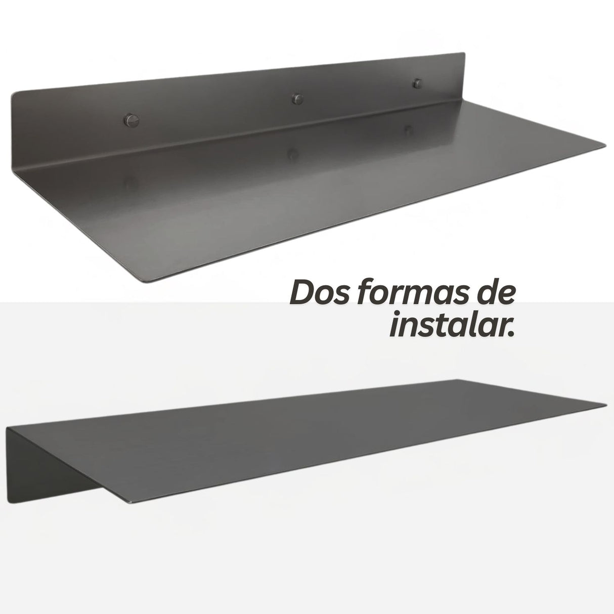 Repisa Moderna Rectangular Negra Aluminio 28 cm - Incluye Accesorios de Instalación