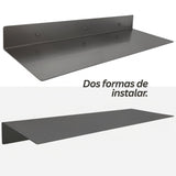 Repisa Moderna Rectangular Negra Aluminio 28 cm - Incluye Accesorios de Instalación