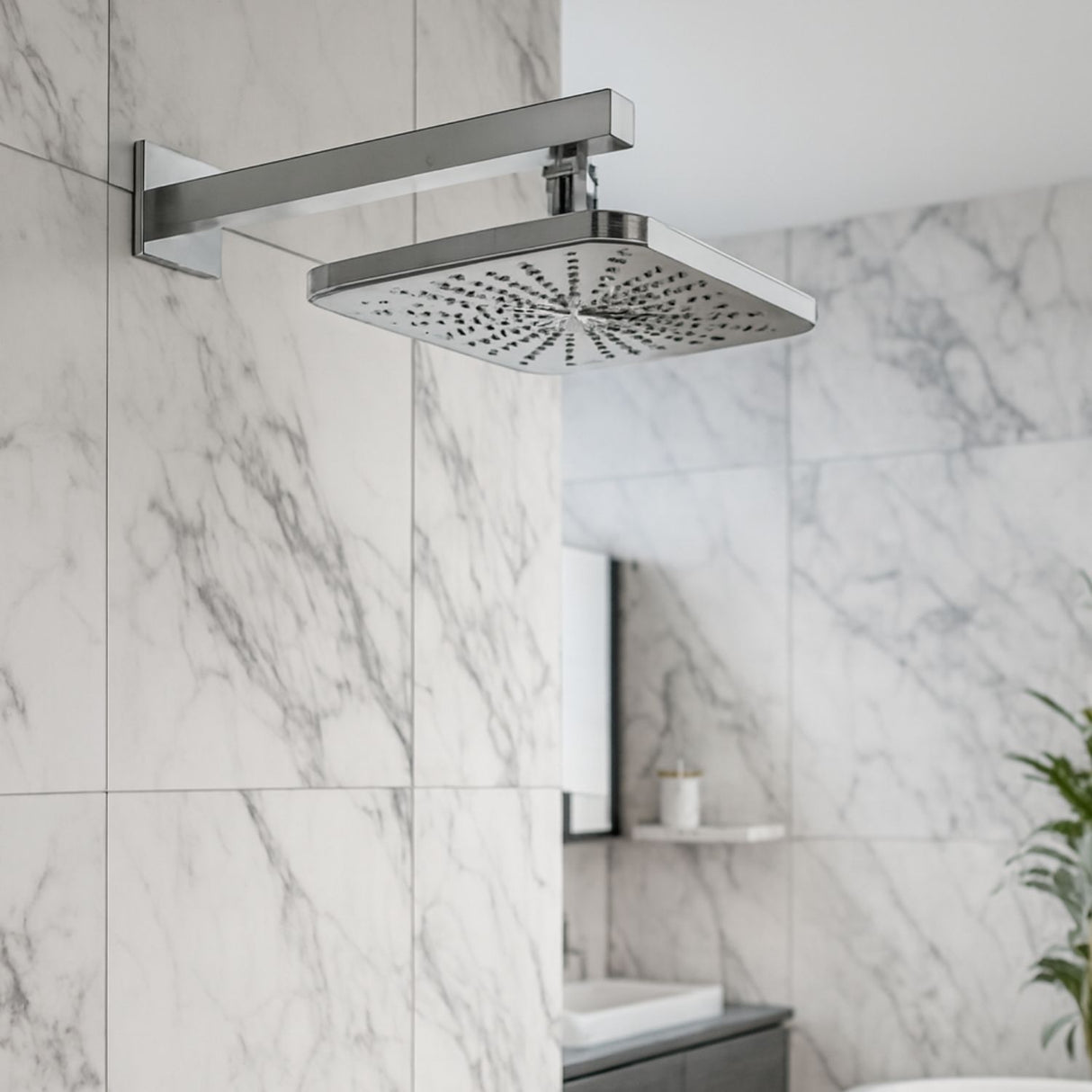 Regadera Rectangular 10 Pulgadas Niquel Texturizado ABS