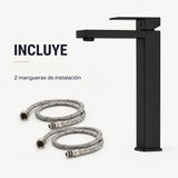 Grifería Alta Monocontrol Paris Negra en Acero Inoxidable 30 cm para Lavamanos