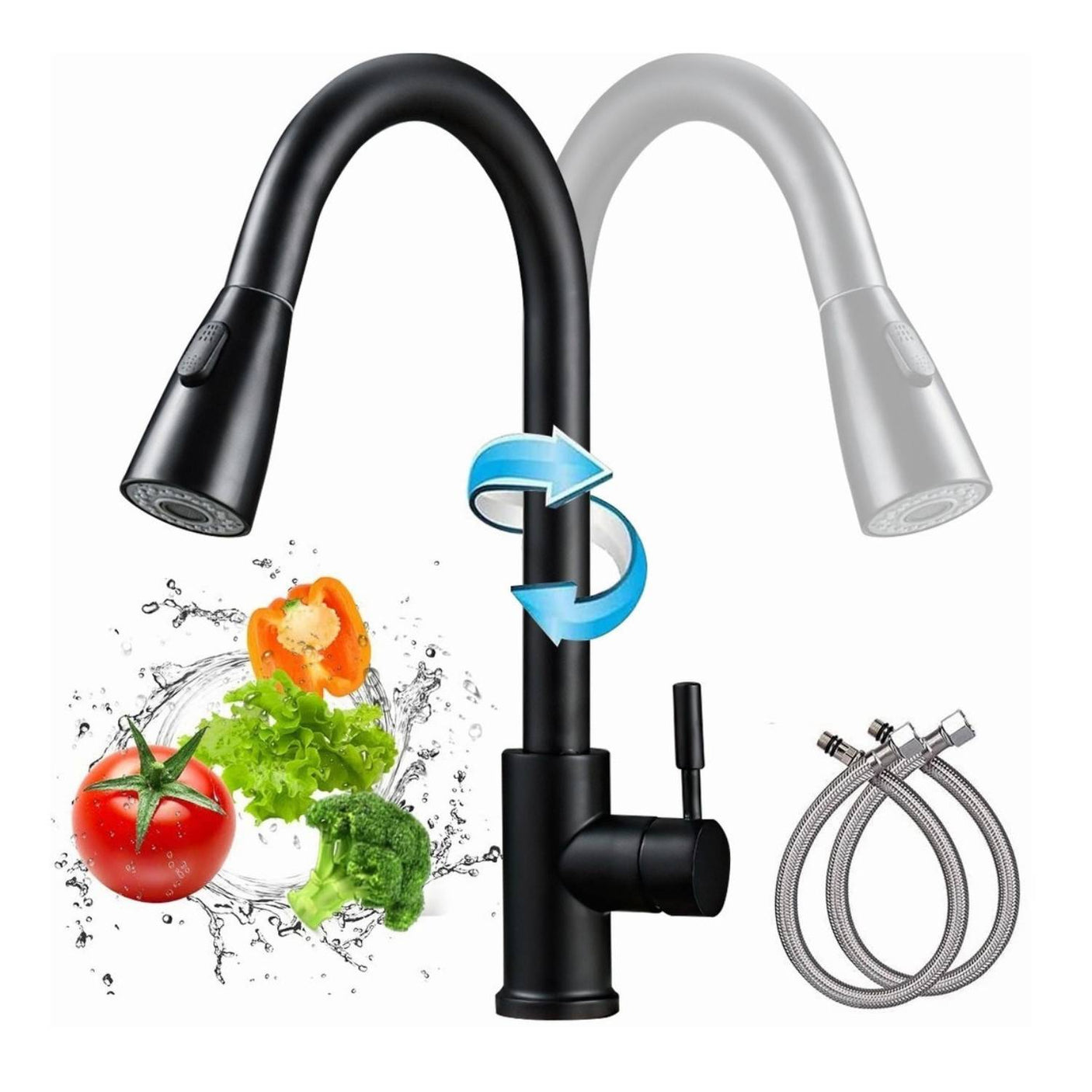 Grifería Lavaplatos Extraíble De Lujo Monocontrol Giratoria 360° Para Cocina Grifo Flexible Premium