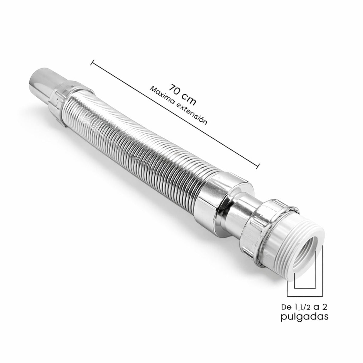 Sifón flexible cromado para lavamanos