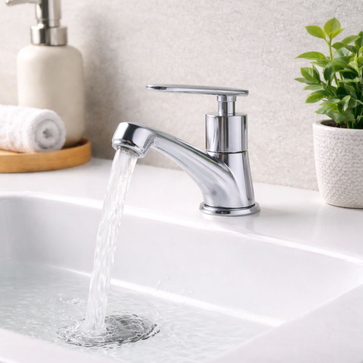 Llave Lavamanos Palanca Cuerpo Metalico Entrada Bronce Color Cromado