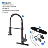 Llave Lavaplatos Monocontrol Extensible Negro Para Cocina Acabado Mate
