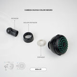Cabeza de ducha en ABS negra vista original 5