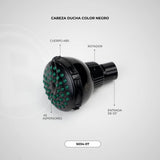 Cabeza de ducha en ABS negra vista original 2