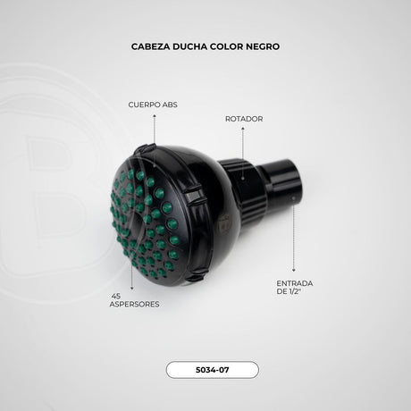 Cabeza de ducha en ABS negra