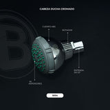Cabeza de ducha en ABS negra vista original 3