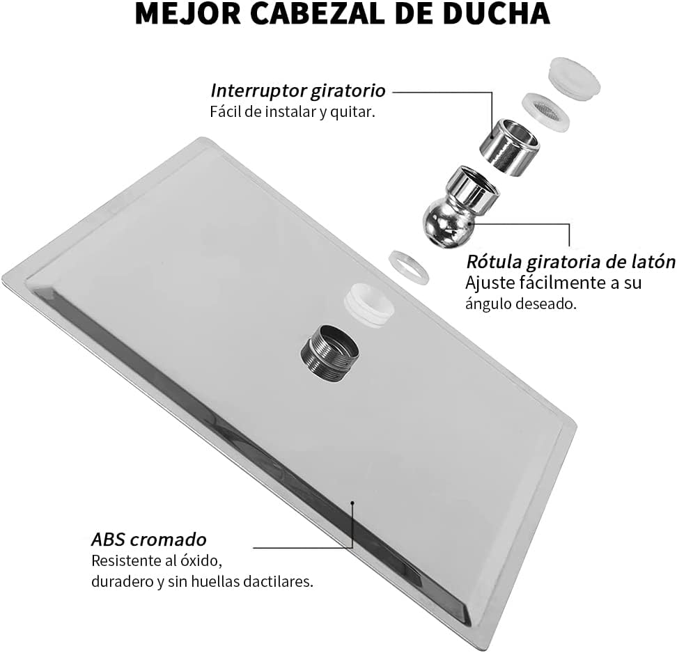 Ducha Regadera Metálica Cuadrada 20 Cms-cromo Incluye Tubo