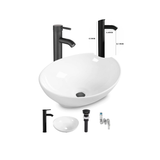 Kit Completo Lavamanos Blanco Canoa- Desagüe -griferia Negra