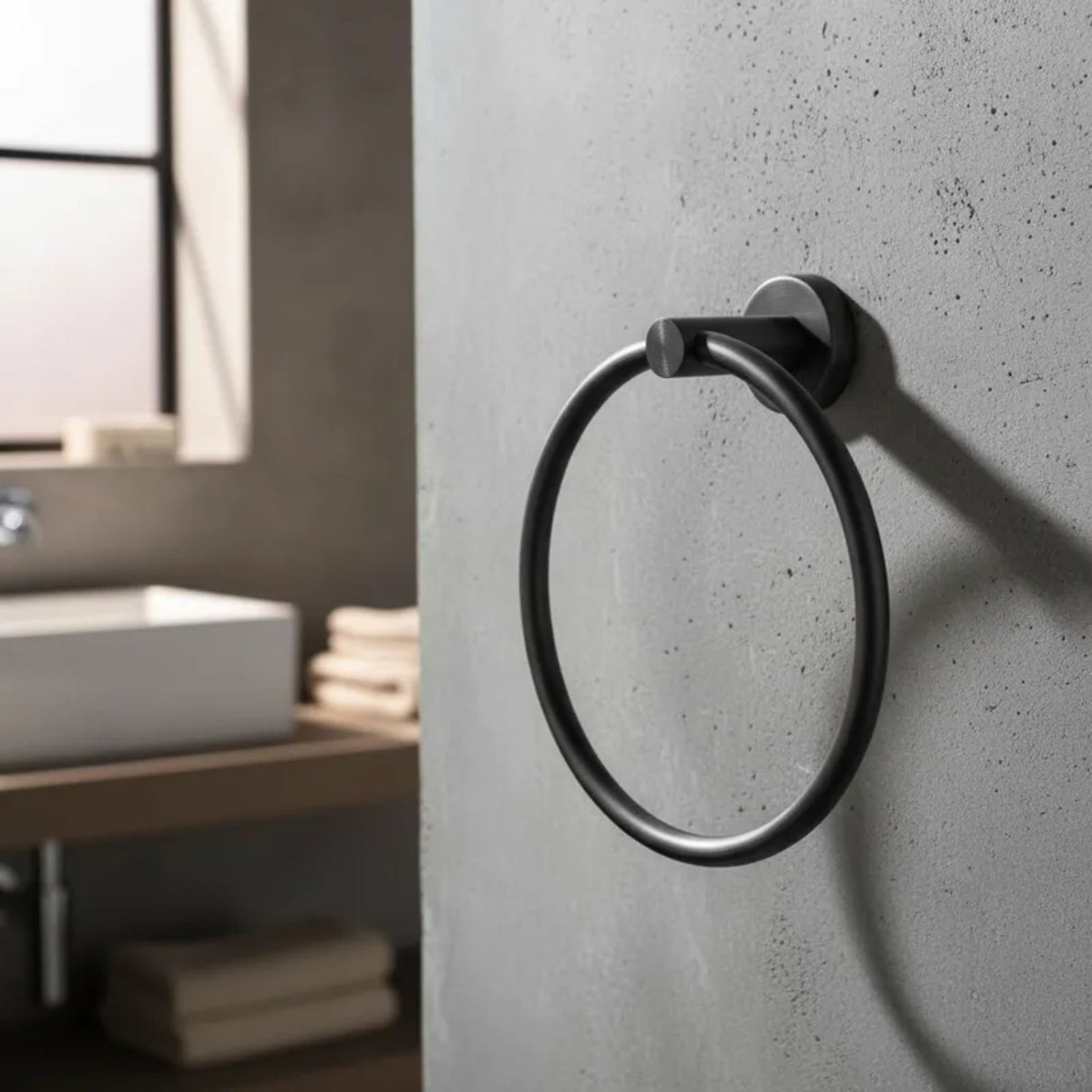 Juego Accesorios Baño Singolo X 6 Gris Concreto Diseño Moderno