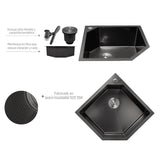 Lavaplatos de Lujo Esquinero Negro en Acero SUS304 - 50x50 cm