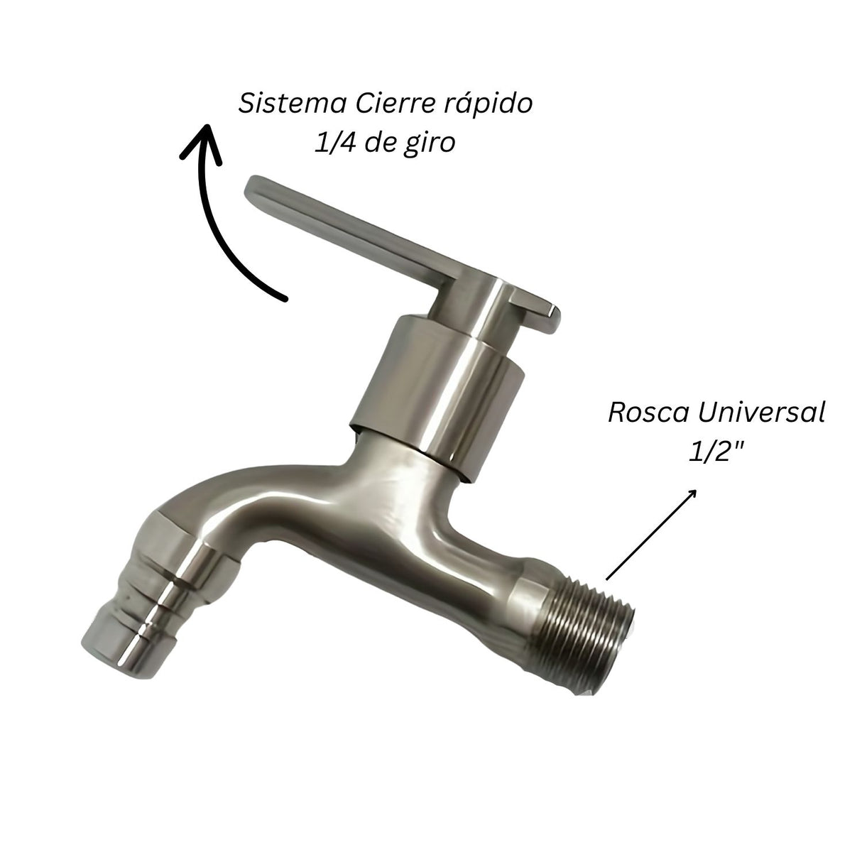 Llave de Acero Inoxidable Terminal, Cocina, Baño, Lavadora, Jardín