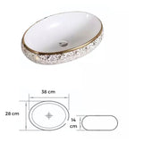 Lavamanos Sobreponer Tipo Vessel Blanco Dorado Ovalado 42X30X15