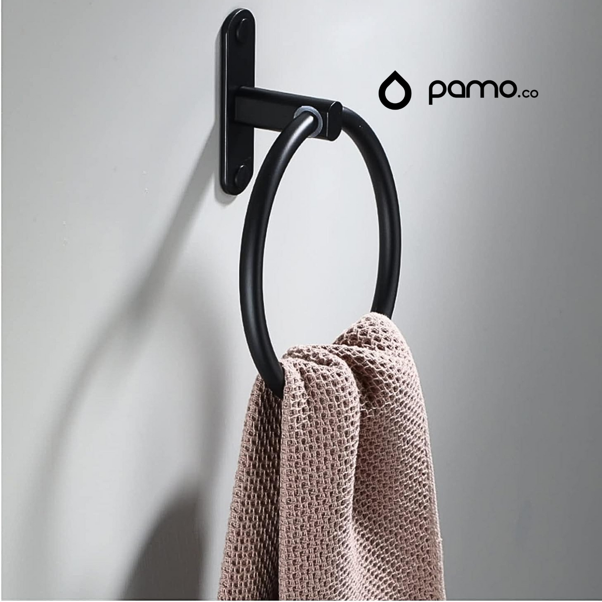 Porta Rollo+Perchero Doble Base+Toallero Aro+Toallero Barra De 60cm